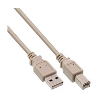 2x Bundle Druckerkabel USB 2.0 Kabel, A an B, beige, 2,0 m