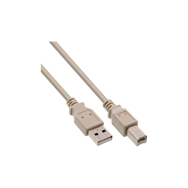 USB 2.0 Kabel, A an B, beige, 2,0 m